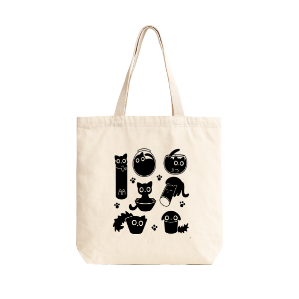 TOTE BAG ALGODÓN TOCUYO REUTILIZABLE "CAT BLACK"