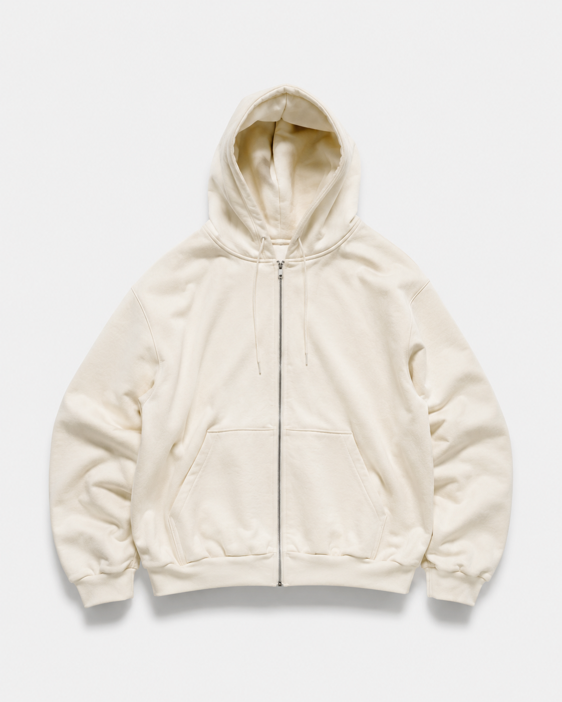 ZIP HOODIE OVERSIZE BASICA BLANCO OSTRA
