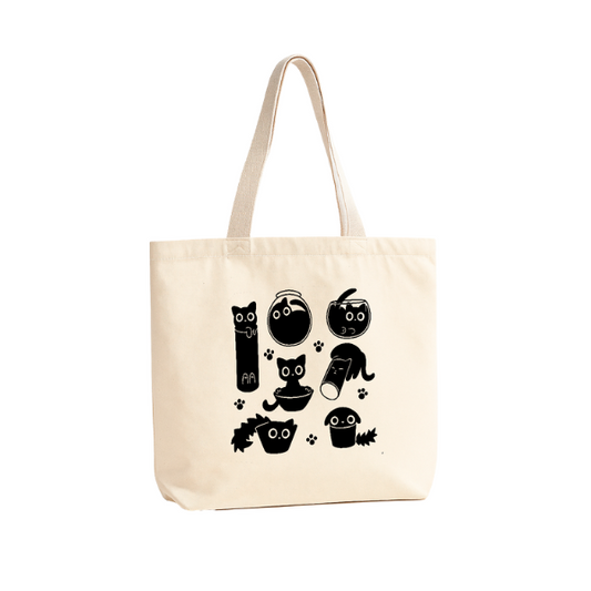 TOTE BAG ALGODÓN TOCUYO REUTILIZABLE "CAT BLACK"