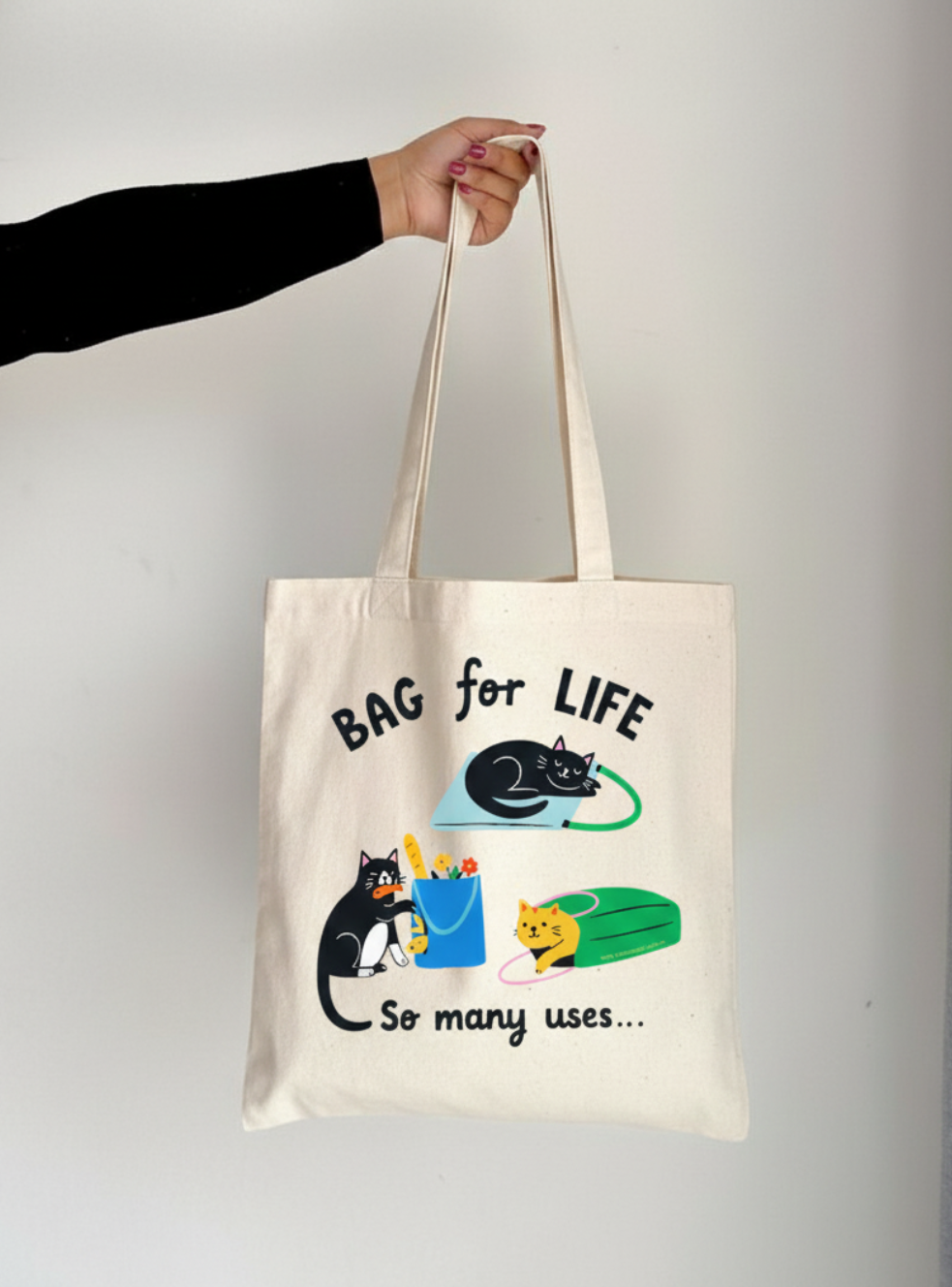TOTE BAG ALGODÓN TOCUYO "GATITOS FOR LIVE"