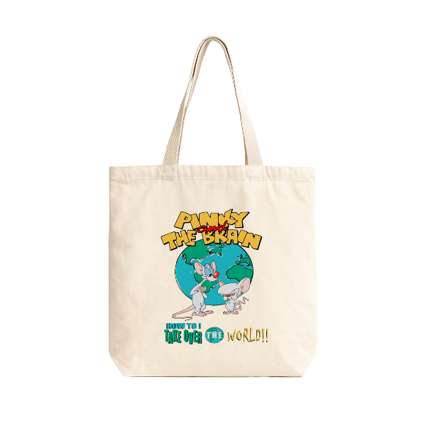 TOTE BAG ALGODÓN TOCUYO REUTILIZABLE "PINKY Y CEREBRO"