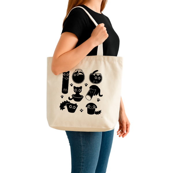 TOTE BAG ALGODÓN TOCUYO REUTILIZABLE "CAT BLACK"
