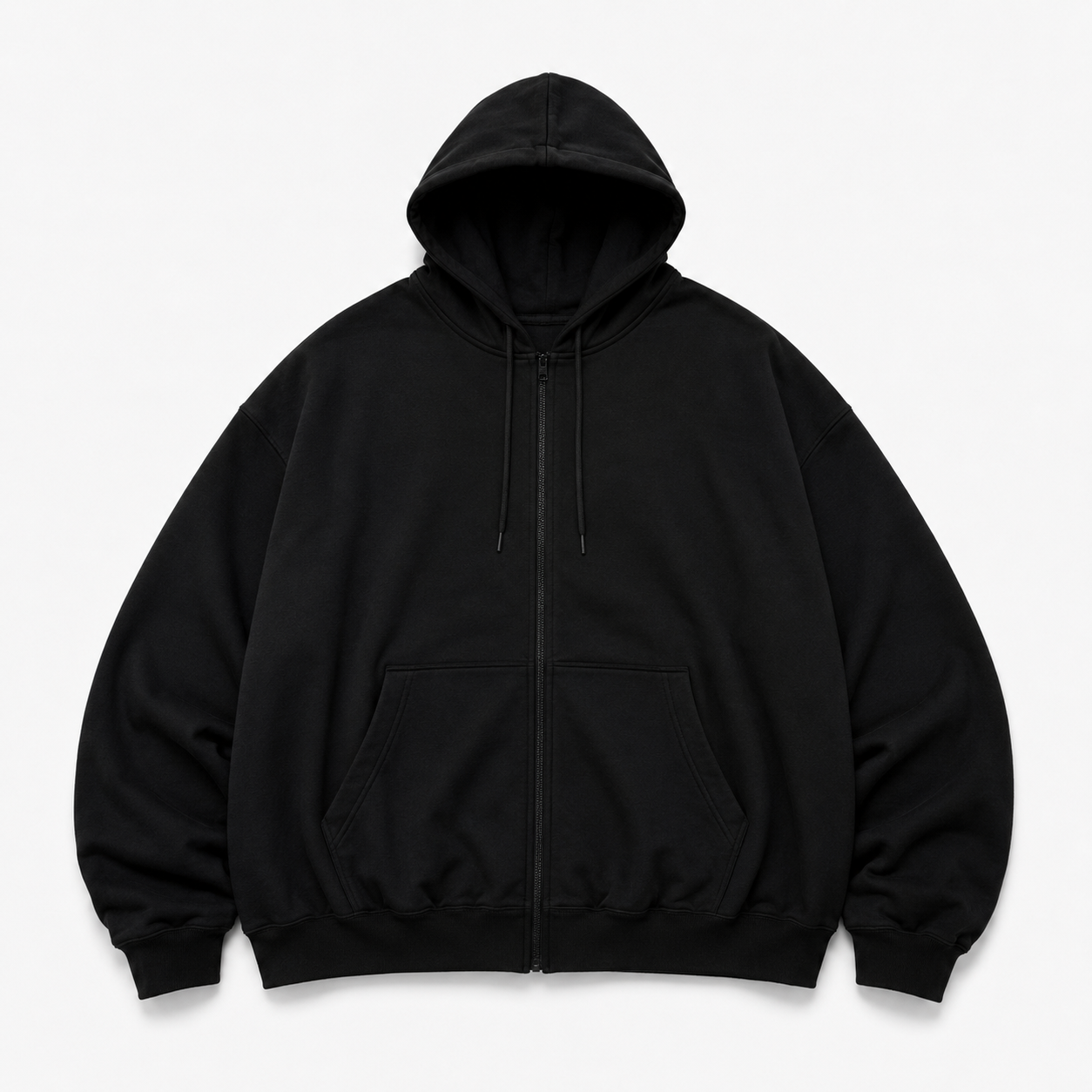 ZIP HOODIE OVERSIZE BASICA NEGRO