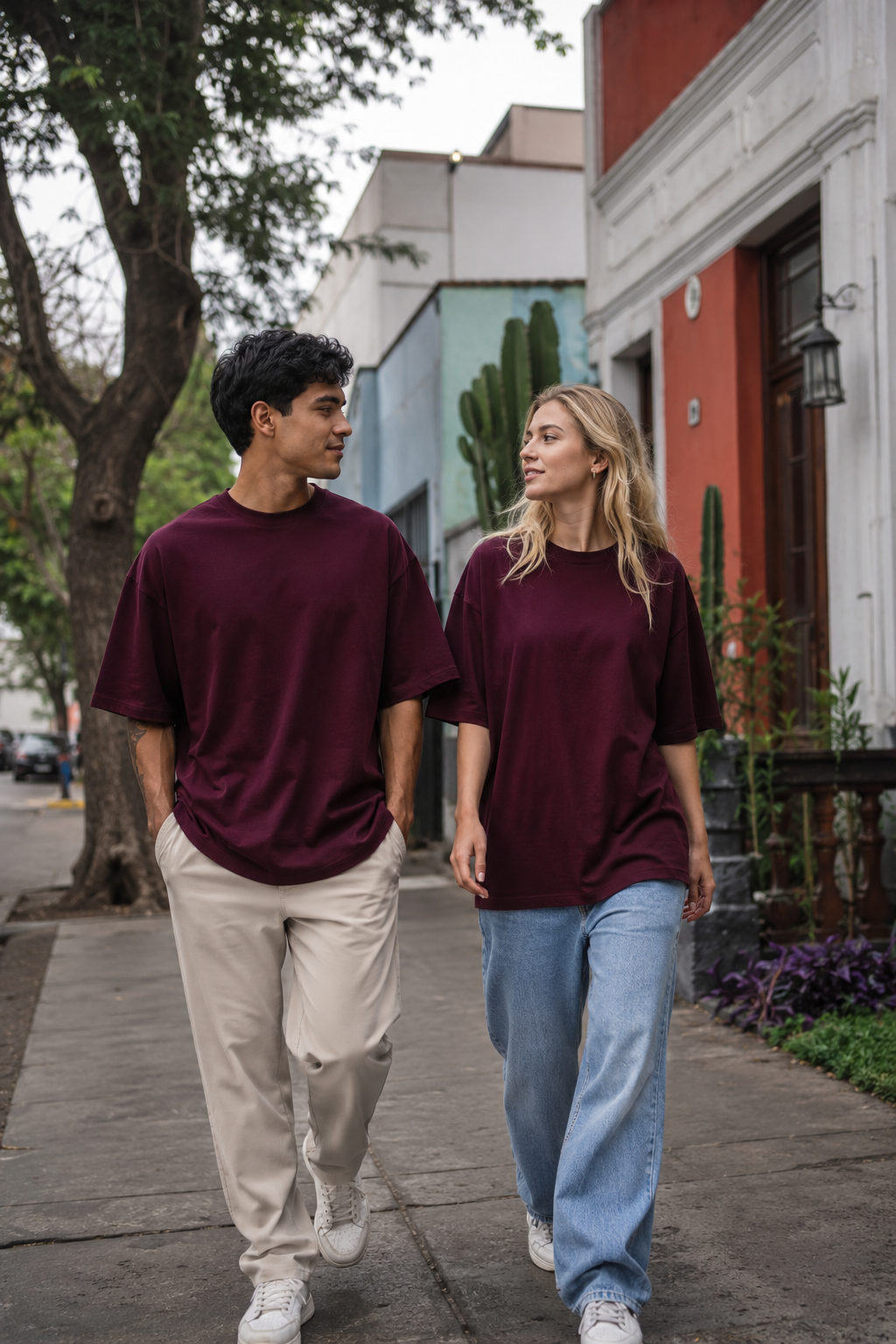 POLO OVERSIZE BASICO "VINO"