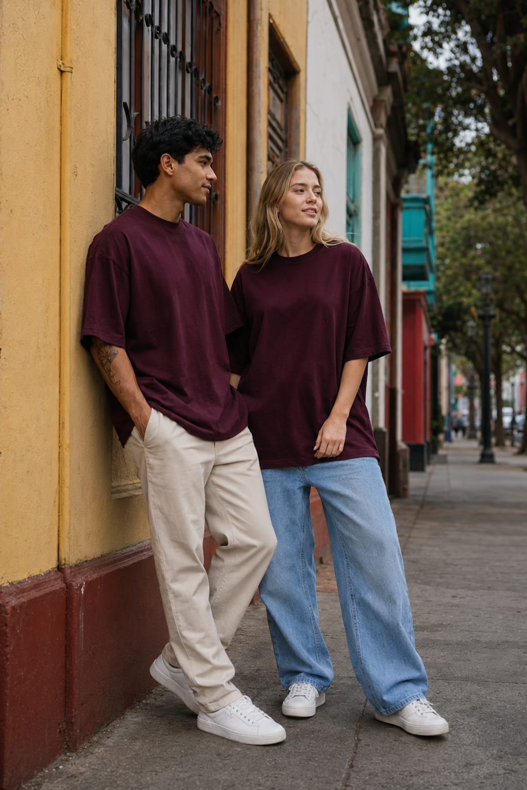 POLO OVERSIZE BASICO "VINO"