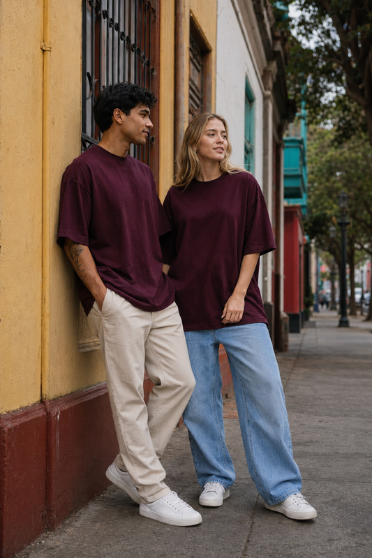 POLO OVERSIZE BASICO "VINO"