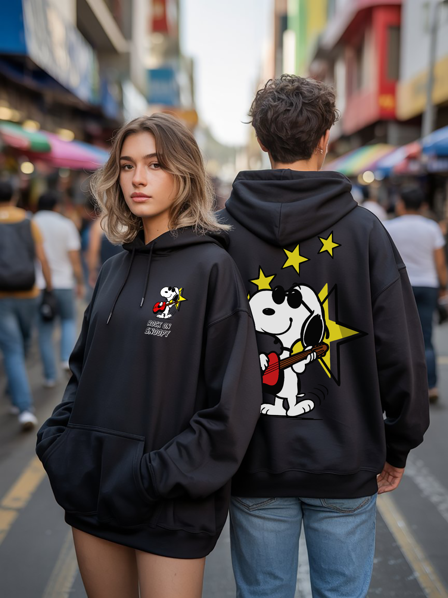 POLERA OVERSIZE "SNOOPY ROCKSTAR"