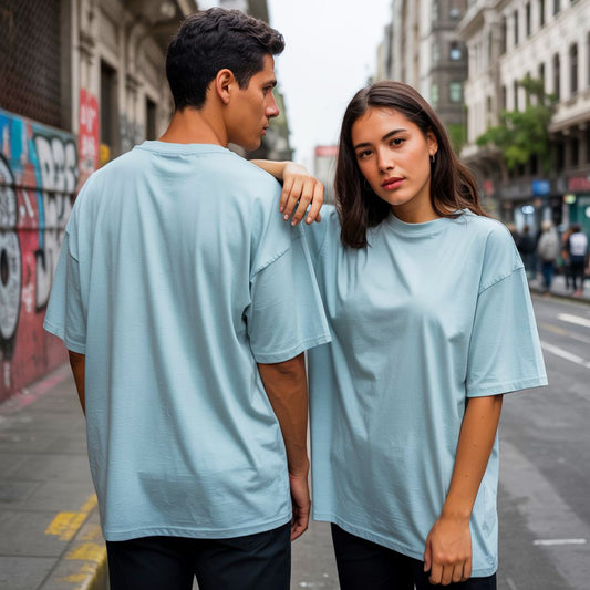 POLO OVERSIZE BASICO "CELESTE CLARO"