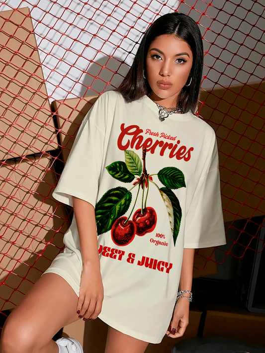 POLO OVERSIZE TROPICAL "CHERRIES"